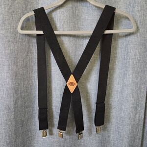 Dickies Mens Suspenders Leather X-Back Waist Clip 1.5" Adjustable Elastic Straps